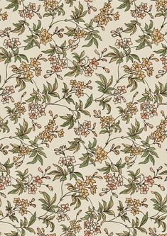 an old fashioned wallpaper with flowers and leaves