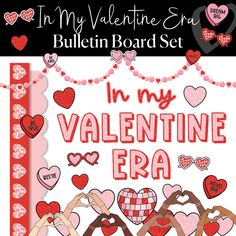 i'm my valentine era machine embroidery design set with hearts and ribbons on it