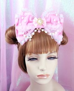 Lolita Head Bow-pink Bow-oversized Bow-hime - Etsy Kawaii Accessories Juwas, Korone Inugami Icons Pink, Gyaru Accessories, Kogal Gyaru, Girl Adventure, Agejo Gyaru, Princess Closet, Hime Gyaru, Oc Stuff