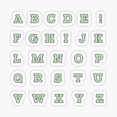 the alphabet in green sticker