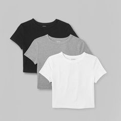 Women's Short Sleeve 3pk Bundle T-shirt - Wild Fable™ : Target Target Clothes Women, Target Shirt, Wardrobe Change, Cutest Outfits, School Clothing, V Neck T Shirts, Target Tops, Target Clothes, Crewneck Style