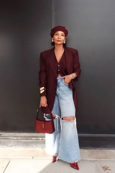 Outfits For A Play, Happy Hour Outfit Black Women, Funky Winter Outfits, Matured Look Outfit, Stylish Work Outfits Summer, Colorful Blazer Outfits, Semi Formal Mujer, Denim On Denim