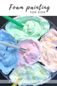 Foam painting is fun and irresistibly fluffy! Try these easy ideas for fun sensory play setups that kids will love. foam painting | foam painting for kids | messy fun for kids | sensory play | sensory activities #kidsart #foampainting Foam Painting, Messy Play Activities, How To Make Foam, Kids Sensory Activities, Kids Sensory Play, Ideas For Fun, Shaving Foam, Foam Art, Easy Art For Kids