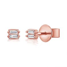 Enhance your elegance with the Modern Baguette Diamond Stud Earrings, crafted in 14K white, yellow, or rose gold. These sophisticated earrings feature sleek baguette-cut diamonds totaling 0.07 carats, set in a contemporary design that highlights their geometric beauty. The clean lines and precise cut of the diamonds create a striking contrast against the warm glow of the gold, offering a modern twist on classic stud earrings. Perfect for adding a refined touch to any outfit, these earrings are a Rose Gold Baguette Cut Diamond Earrings, Rose Gold Baguette Diamond Earrings For Formal Events, Luxury Rose Gold Baguette Diamond Earrings, Luxury Rose Gold Earrings With Baguette Diamonds, Sophisticated Earrings, Baguette Cut Diamond, Diamond Stud Earrings, Diamond Stud, Baguette Cut