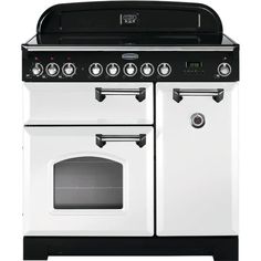 a white and black stove top oven on a white background