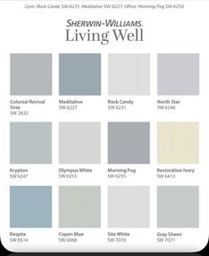 the color scheme for sherylin williams living well, including grays and white