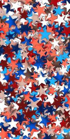 many red, white and blue stars are scattered in the shape of an american flag