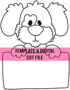 a cartoon dog with the words template and cut file