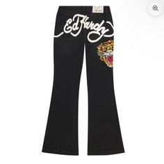 Brand New With Tags Attached Size : Women's Size 26 * Measurements Are Attached Color : Faded Black Msrp: $125.00 Embrace Y2k Fashion Nostalgia With Ed Hardy Denim. These Faded Black Jeans Feature A Slim Flare Fit, Classic Cotton Fabrication, And A Signature Tiger Head Graphic. Waist-27inch, Hips 41.5, Legs/Long Ed Hardy Tiger, Ed Hardy Jeans, Faded Black Jeans, Header Design, Black Y2k, Studded Jeans, Flare Denim Jeans, Tiger Head, Jean Trends