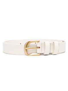 off-white/gold calf leather smooth grain logo-engraved buckle punched holes adjustable fit straight tips Adjustable Leather Belt Buckle With Metal Buckle, Adjustable Leather Belt With Metal Pin Buckle, Classic Belts With Gold Rectangular Buckle, Classic Belts With Gold Buckle, Classic Belt With Gold Buckle And Adjustable Fit, Frame Logo, Chanel 2, Iconic Bags, Loafer Mules