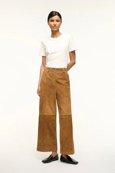 MASONRY PANT TAN SUEDE Suede Pants Outfit, Soft Loafers, Stylist Outfit, Suede Pants, Sandal Platform, A Cow, Tan Suede, Size 00, Pants Outfit