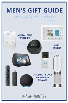 the ultimate men's gift guide for him and her includes an amazon echo, dyson hot & cool alarm clock, ring camera, $ 350 00