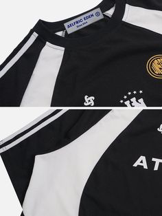 two different views of the same soccer jersey, one with an at & t logo on it