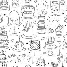 black and white birthday cake coloring pages for kids to print on the wall or use as an applique