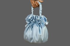 Satin Purse Bag Cocktail Party Bag Simple Elegant Bag - Etsy Ruffle Bag, Ruffles Bag, Light Blue Sky, Satin Purses, Timeless Bags, Wedding Bags, Elegant Bags, Blue Purse, Accessories Bags Purses