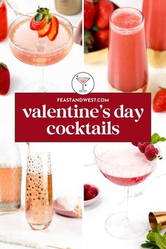 valentine's day cocktails with strawberries and champagne