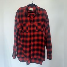 Good Condition - Fog Fear Of God - Fourth Collection Red Flannel Oversized Red Flannel Shirt For Fall, Oversized Red Long Sleeve Flannel Shirt, Red Oversized Collared Shirt, Red Flannel Shirt For Fall, Oversized Red Button-up Shirt, Red Relaxed Fit Flannel Shirt, Oversized Red Shirt For Fall, Red Flannel Top For Fall, Red Relaxed Fit Flannel Button-up Shirt