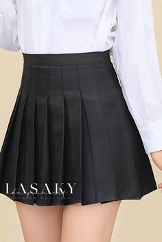 Lasaky - Classic Womens White A-Line Pleated Mini Skirt Princesscore Cottagecore, School Uniform Skirts, Skirt Collection, Short Pollera, Plaid Pleated Mini Skirt, School Skirt, Pleated Skirt Short, High Waisted Pleated Skirt, Plaid Pleated Skirt