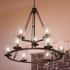 UQL2131 Industrial Chandelier, 30H x 33W, Estate Bronze Finish, Valencia Collection - Urban Ambiance Modern Farmhouse Chandelier, Luxury Industrial, Indoor Chandelier, Transitional Chandeliers, Industrial Chandelier, Wagon Wheel Chandelier, Bronze Chandelier, Farmhouse Chandelier, Link Design