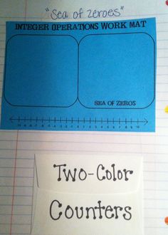 two - color counters for the sea of zeros worksheet on a piece of paper