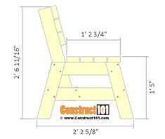 a wooden chair with measurements for the seat