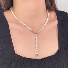 Style: Female Material: S925 Sterling Silver, Swarovski Pearl Pearl Type: Uncultured Pearl Color: White & Grey Pearl Size: 3mm Necklace Length: 50cm Swarovski Pearl Necklace, Face Necklace, Silver Pearl Necklace, Silver Chain Style, Pearl Types, Swarovski Pearls, Pearl Color, Pearl Size, Gold Pendant Necklace