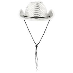 Light up the night with our white sequined cowboy hat! Featuring lights around the brim, this stunning hat will surely make you stand out from the crowd. Perfect for parties, concerts, and festivals. Make a statement and spread some sparkle wherever you go. - Different light modes White Brimmed Costume Hat For Rodeo, White Brimmed Rodeo Costume Hat, White Brimmed Hat For Rodeo, White Adjustable Western Costume Hats And Headpieces, Adjustable White Western Costume Hats And Headpieces, Adjustable White Western Costume Hat, Western White Costume Hats And Headpieces For Summer, White Western Costume Hats And Headpieces For Summer, White Brimmed Costume Hats And Headpieces For Festivals