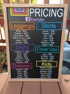 A personal favorite from my Etsy shop https://www.etsy.com/listing/472931358/lularoe-pricing-board-lularoe-consultant Vinyl Pricing Chart For Shirts, Price List For Vinyl Shirt Business, Vinyl Pricing Chart For Decals, Vendor Pricing Sign, Paparazzi $5 Jewelry Signs, Beauty Basics