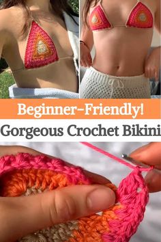 Crochet Bikinis Free Patterns Beginner, Crochet Bathing Suits Pattern Free, Crochet Bikinis Free Patterns, Crochet Apparel, Detailed Crochet, Crochet Bathing Suits, Crochet Halter, Crochet Summer, Breezy Dress