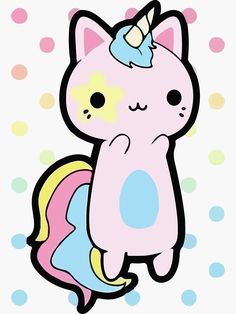 a cartoon cat with a unicorn horn sitting on top of it's back legs