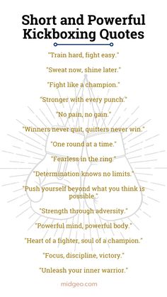 a poem with the words shot and powerful kickboxing quotes written in white ink