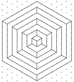 an image of a hexagonal object with dots in the background