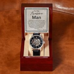 You Mean The World To Me - Gift for My Man - Men's Openwork, Self Wind – Liliana and Liam Future Son In Law, Future Son, Groom To Be, Watch Gift Box, You Are Smart, You Mean The World To Me, Led Watch, Graduation Presents, Personalized Metal Signs