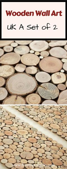 wooden wall art made out of logs with text overlay that reads uk a set of 2