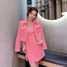 Orcajump - Charming Sheath Dress with Sweet Butterfly Detail in Deep Pink Sweet Long Sleeve Mini Dress For Spring, Deep Pink, Sleeve Type, Sheath Dress, Types Of Sleeves, Sleeve Length, Long Sleeve, Pink