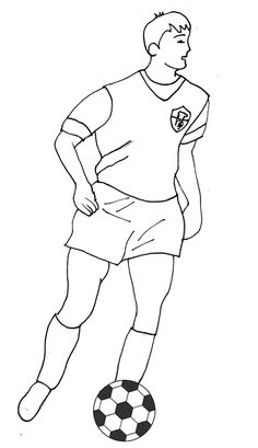 a drawing of a soccer player with the ball