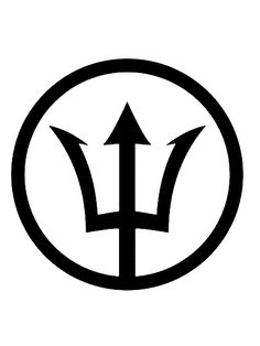 a black and white logo with an arrow in the center