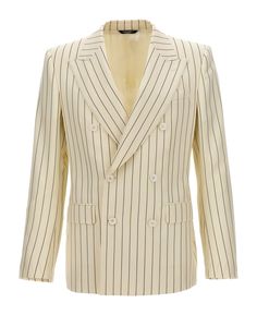 Structured Shoulder, Formal Mens Fashion, Future Clothes, Feminine Chic, Dolce E Gabbana, Striped Blazer, Dolce And Gabbana Man, Breasted Blazer, White Blazer