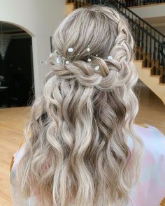 Romantic Half-Up Braid for a Bride Braided Half Up Half Down Hair, Braided Halo, Grad Hair, Braid Half Up Half Down, Half Up Hairstyle, Bridal Hair Half Up, Bridal Hairstyles With Braids, Braided Half Updo, Wedding Hair Half