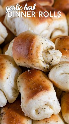 garlic herb dinner rolls with text overlay