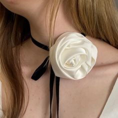 White Flower Choker. Silk Rose Choker. Bohemian Necklace. - Etsy Adjustable Rose Choker For Parties, Elegant Rose Choker For Party, Elegant Rose Colored Party Choker, Elegant Rose Design Choker, Rose Design Choker Necklace, Elegant Adjustable Rose Design Choker, Adjustable Rose Choker Necklace, White Flower Choker, Edgy Bridal