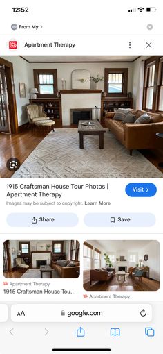 the homepage for an app that is showing pictures of furniture and other things in it