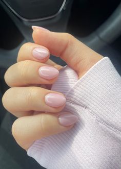 Short Nail Light Pink, Simple And Short Nails, Short Narrow Almond Nails, Xs Short Almond Nails, Clean Girl Nails Almond Short, Tiny Almond Nails, Light Pink Short Round Nails, Milky Pink Almond Nails Short, Baby Almond Nails