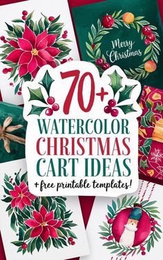 watercolor christmas card ideas and free printables