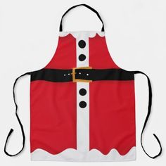 an apron with santa claus's belt and black dots on it, is shown