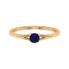 Round Solitaire Blue Sapphire Ring in Split Shank Blue Sapphire - ( AAA ) - Quality - Rosec Jewels 14k Gold Solitaire Sapphire Ring With Round Band, Rose Gold 14k Solitaire Sapphire Ring, Rose Gold Sapphire Ring, Round Cut, Perfect For Gifts, Rose Gold Sapphire Ring, Round Cut Fine Jewelry, 14k Gold Round-cut Sapphire Ring, Round Solitaire, Blue Sapphire Ring, Split Shank, Blue Sapphire Rings