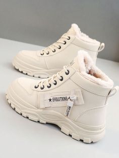 Women Winter Plush 2024 New Korean Fashion Student Versatile Plush Warm High-Top  Boots Thick Bottom Increased Height Casual Sneakers Khaki         Sports & Outdoor Shoes, size features are:Bust: ,Length: ,Sleeve Length: Ankle Sneakers, High Top Boots, Shoes Boots Ankle, Winter Sneakers, Casual Lace, High Top Shoes, Outdoor Shoes, Platform Sneakers, Womens Boots Ankle