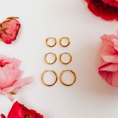 The Olivia Essential Hoops are the perfect pair of high quality live-in earrings. They are made of hypoallergenic sterling silver or gold vermeil, and are wear and tarnish resistant. Perfect for a single lobe piercing or to stack with other earrings. Earrings measure 9mm outer diameter in Extra Small (8.5mm inner diameter), 13mm outer diameter in Small (10.5mm inner diameter), and 17mm in Medium (14.5mm inner diameter). These hoops are the perfect timeless and classic accessory, and we know they Classic Hypoallergenic Gold Piercing, Classic Gold Plated Cartilage Earrings As Gift, Classic Gold Small Hoop Piercings, Gold Small Hoop Classic Piercings, Classic Small Hoop Gold Piercings, Classic Gold Hypoallergenic Cartilage Earrings, Classic Hypoallergenic Piercings For Gift, Classic Tarnish Resistant Cartilage Earrings As Gift, Sterling Silver Tarnish Resistant Clip-on Earrings For Gift