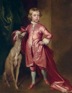 a painting of a young boy and his dog by an unknown artist, c 1800