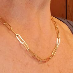 Solid 14K Gold Paperclip Chain Necklace 3.2mm 4.5mm Trending | Etsy Anniversary Link Chain Necklace With Paperclip Chain, Anniversary Paperclip Chain Link Necklace, Gold Paperclip Chain Necklace For Anniversary, Classic Paperclip Chain Necklace For Anniversary, Anniversary Yellow Gold Paperclip Chain Necklace, 14k Gold Paperclip Chain Necklace For Anniversary, Gold Necklace Women, Stackable Bracelets, Gold Price